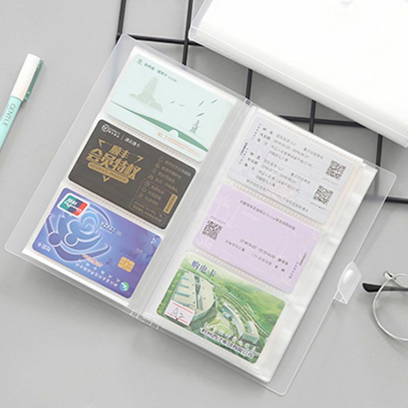 غطاء PP شفاف 240 فتحة لبطاقة العمل ، كتاب ، سعة كبيرة ، حامل بطاقة الهوية ، مشبك جمع تذكرة