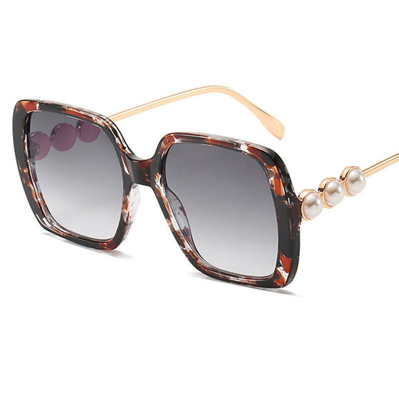 Vintage Quadrat Perle frauen Sonnenbrille Luxus Hohe Qualität Schwarz Sonnenbrille Weiblichen Großen Rahmen Gradienten Objektiv Gläser
