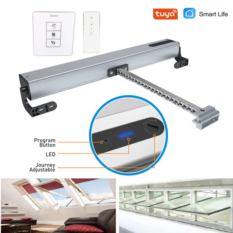 220v 24V Automatic Wifi Tuya Chain Window Actuator Opener with 100mm -400mm Travel Adjustable