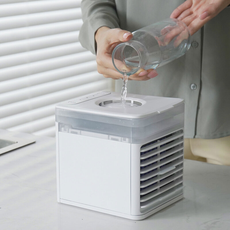 Condicionador de ar portátil com lâmpada germicida uv usb ventilador refrigerador de ar multi função umidificador purificador mini ar condicionado