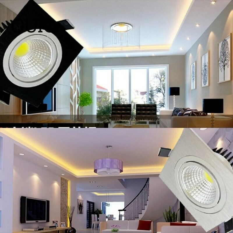 Dimmable LED Downlights Square Recessed Ceiling Light 7W 9W 12W 15W 110V/220V Home Decor COB Indoor Lighting Lamps Spot Lights