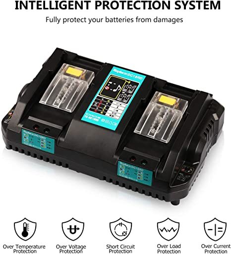 Abeden Cargador de batería doble para Makita 3.5A corriente de carga 14.4V 18V BL1830 BL1815 Bl1430 BL1420 DC18RC DC18RD herramienta eléctrica