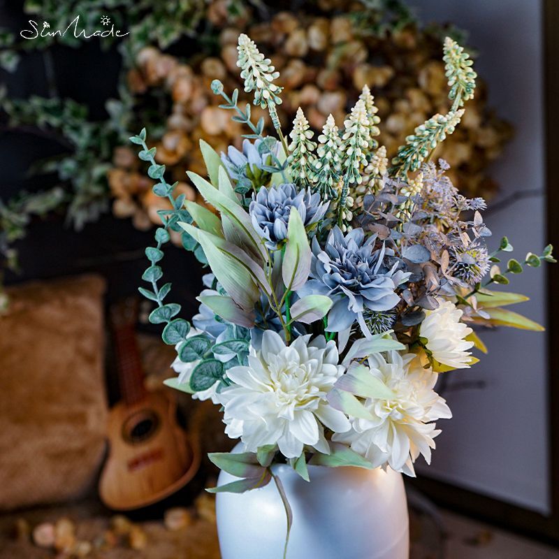 SunMade High-End Ins Dahlia Buket Bunga Buatan Dekorasi Rumah Pernikahan Dekorasi Ruang Tamu