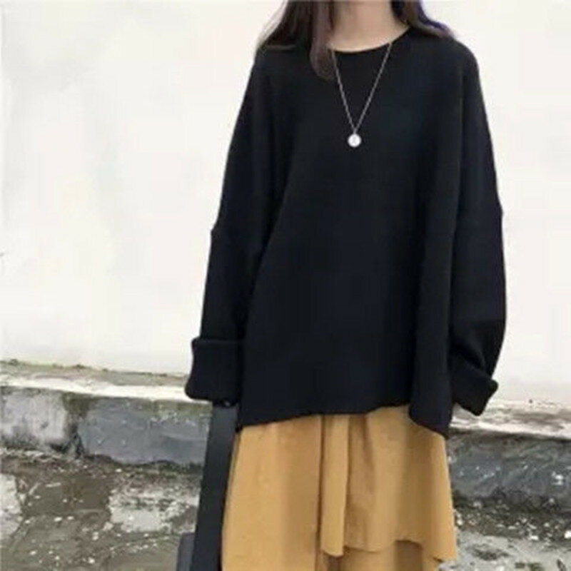 2022 jesienno-zimowy nowy modny sweter luźny dorywczo odzież wierzchnia z długimi rękawami koreański leniwy sweter Top odzież damska