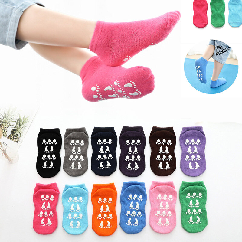 Four seasons Breathable Anti-slip Floor Socks Unisex Boy Girl Socks Children Home Floor Socks Cotton Candy Color Soft Ankle Sock