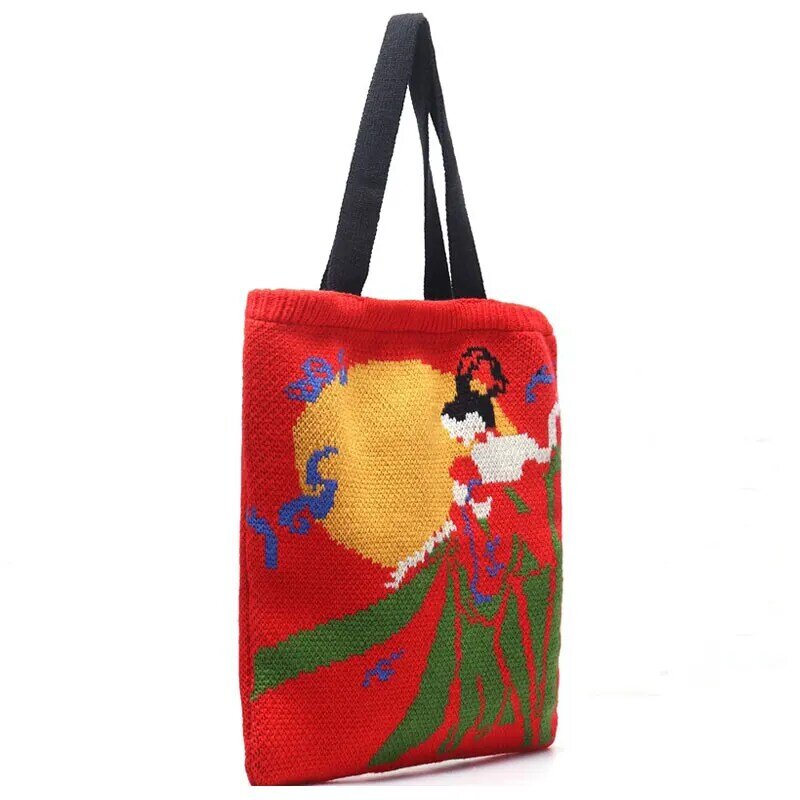 Вязаная сумка на плечо YoReAi для девочек, многофункциональная вместительная школьная сумка с мультипликационным мифологическим рисунком дл...