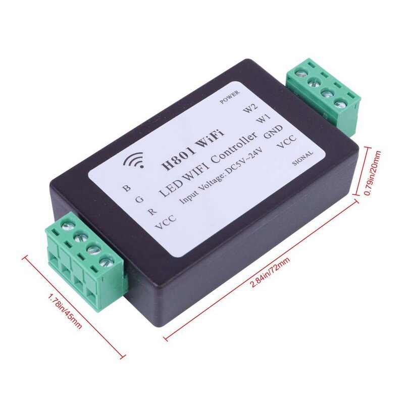 Контроллер для светодиодных лент H801 RGBW с Wi-Fi, вход 5-24 В постоянного тока, 4 канала, выход 4 а, светодиодный контроллер
