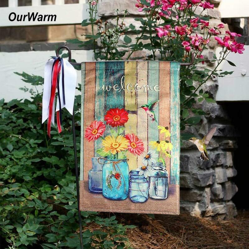 Dubbelzijdig Gedrukt Jute Tuin Banner Dieren Welkom Outdoor Yard Banner Met Hoge Kwaliteit Tuin Banner Huis Decor