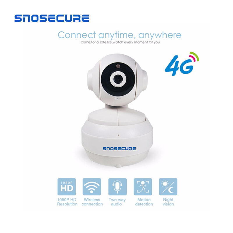 SNOSECURE HD1080P 3G 4G SIM 카드 와이파이 무선 실내 아기 CCTV 보안 GSM 돔 LTE 네트워크 카메라 야간 투시경
