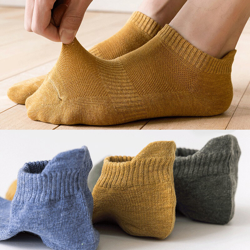 New Casual Breathable Antibacterial Man Ankle Socks Men Cotton Soft Absorbs Sweat Socks Bamboo Fiber Men Sock Short High Quality