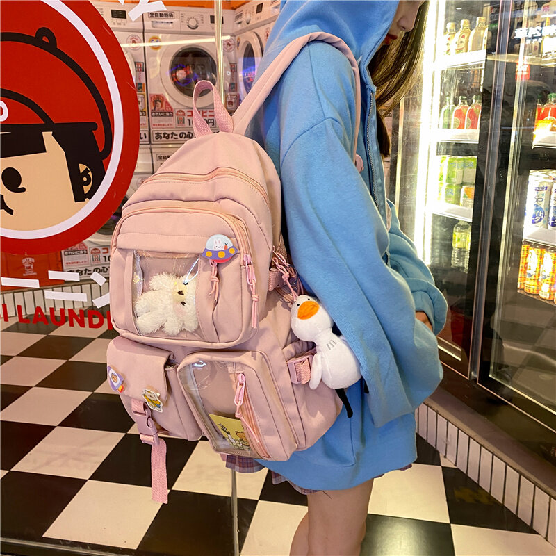 Милый женский Вместительный рюкзак, водонепроницаемый нейлоновый школьный ранец для колледжа, рюкзаки для ноутбука, милые сумки для девуше...