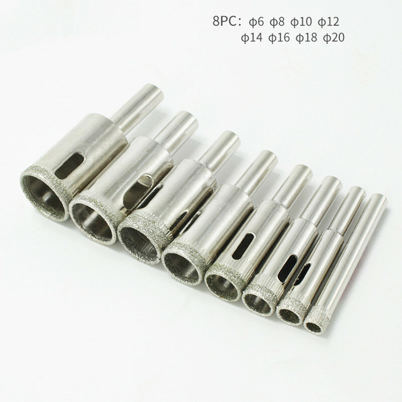 8pcs 6mm-20mm Diamond Coated Drill Bit Tile Marble Glass Ceramic Hole Saw Drilling Bits For Power Tools