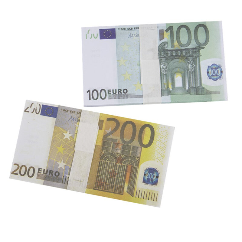 100 pçs/set magia adereços notas simulação euro moeda adereços festa brinquedos