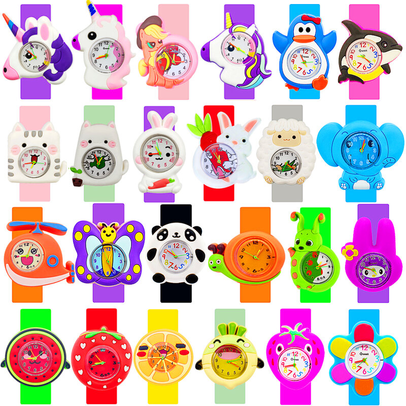 Reloj de equipo de animales para niños y niñas, cronógrafo de unicornio 3D, poni, regalo de fiesta de cumpleaños