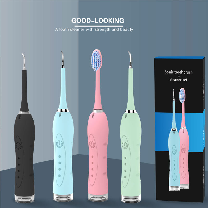 Cepillo de dientes eléctrico USB, limpiador de dientes Potente portátil, limpieza de dientes multidireccional para eliminar el sarro en cuatro colores