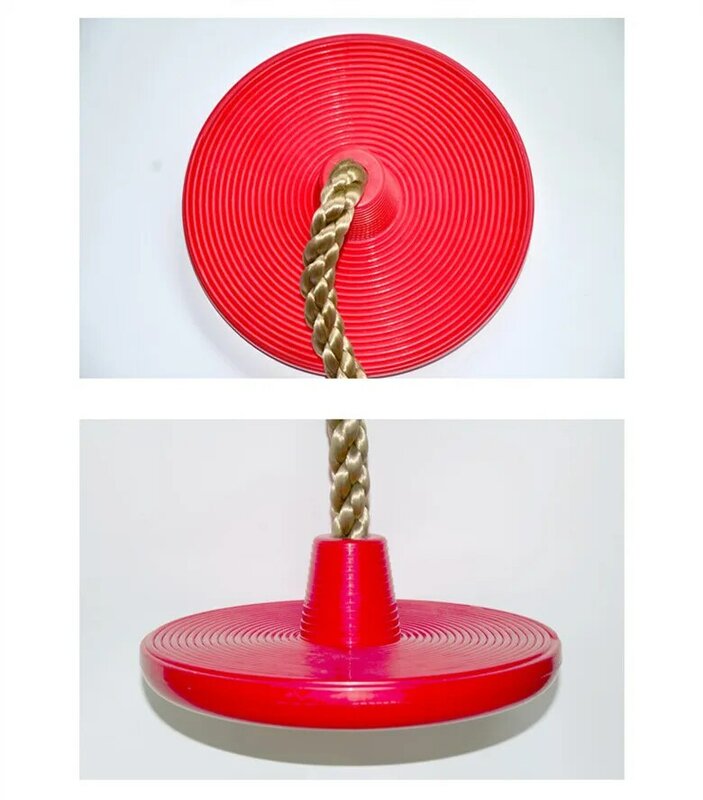 Exciting Tree Swing Climbing Rope with Platforms Red Disc Swings Seat - Tire Flying Saucer Swing Outside Toys, Strap for Tree.