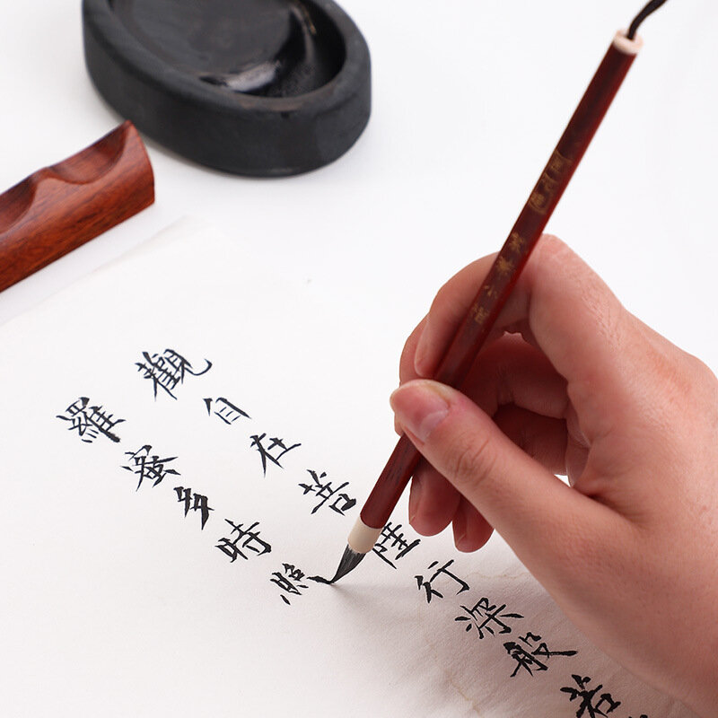 Kuas Cat Seniman Profesional Pena Sikat Rambut Serigala Kaligrafi Tradisional Tiongkok untuk Kuas Menulis Lukisan Huruf Lline Kait