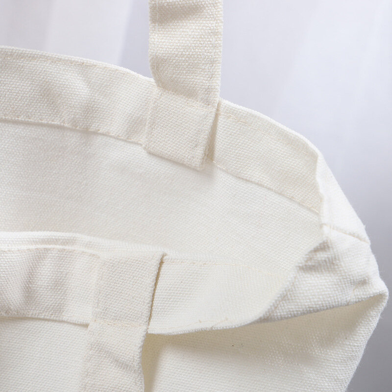 Moda reutilizável saco de compras grande dobrável tote unisex em branco diy design original eco dobrável algodão sacos lona bolsa