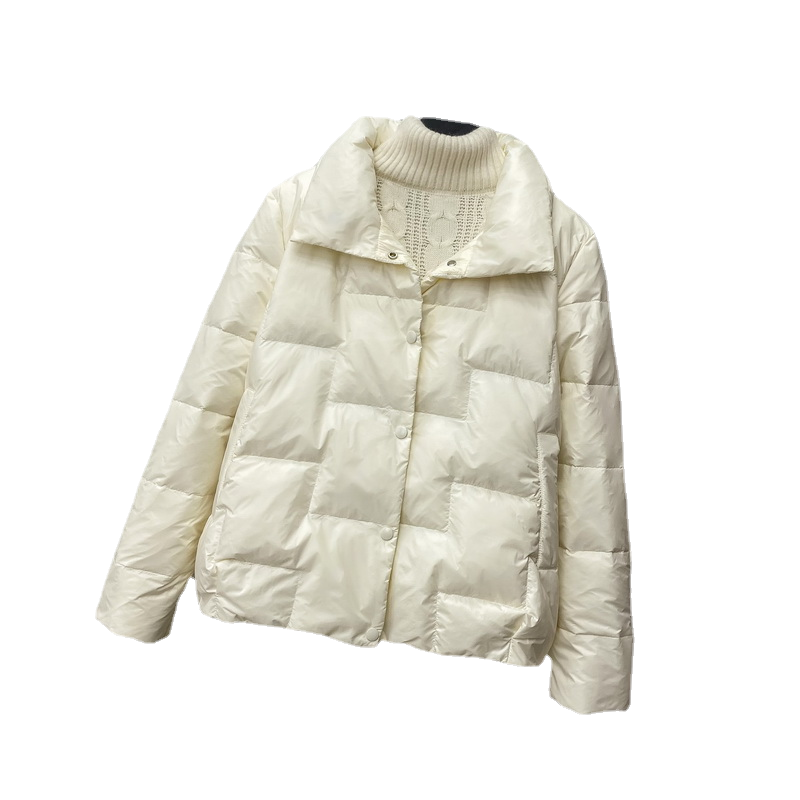 Женский пуховик с воротником-стойкой, свободная теплая короткая куртка на белом утином пуху, верхняя одежда, осень-зима 2021