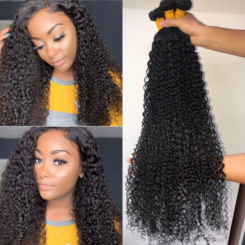 8-32 Inch Kinky Curly Human Hair Bundles Long Natural Color Curly 1/3/4/5 Malaysia Human Hair Weave Bundle Deals Hair Extensions