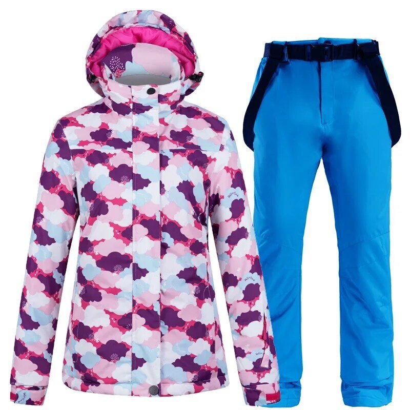 Combinaison de Ski pour femme, coupe-vent chaud, imperméable, vestes et pantalons de neige, pour le Ski et le snowboard, ensemble épais
