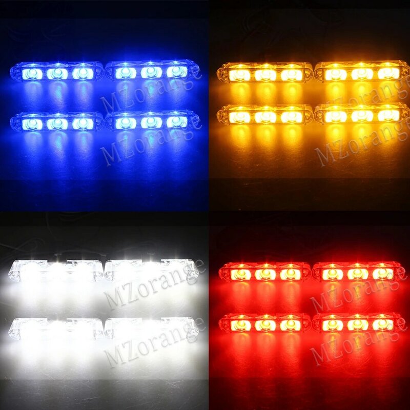 4*3 luzes led carro strobe luzes da polícia tttteer grill lâmpada de advertência 12v motocicletas flasher fso lanterna acessórios do carro