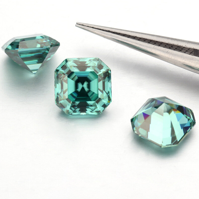 Pierre de Moissanite verte carrée 1ct, alternative diamant, matériau de bijoux, bijoux personnalisés