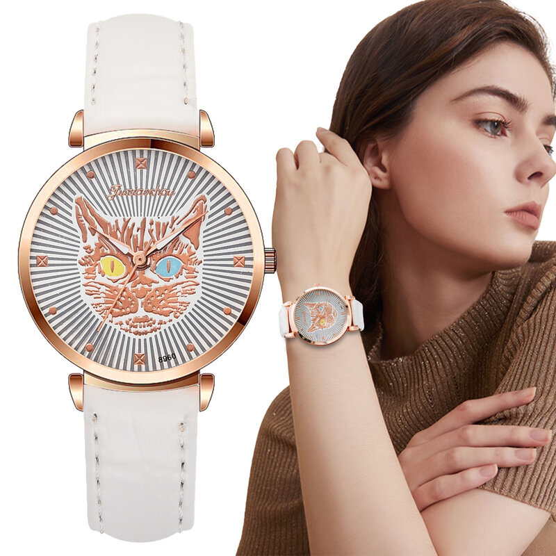 Женские кварцевые наручные часы с леопардовым принтом, с кожаным ремешком