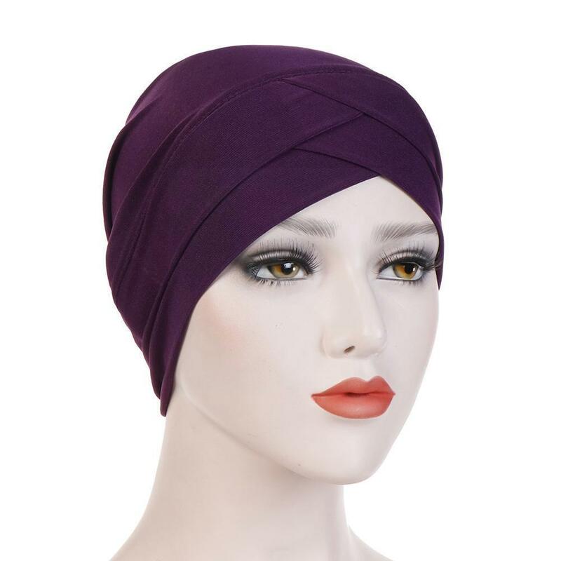 Frauen Hut Hijab Vordergrund Muslimischen Turban Indien Hut Baumwolle Farbe Schal Hijab Stretch Cap Hijab Inner Wrap Bandana M I4p3