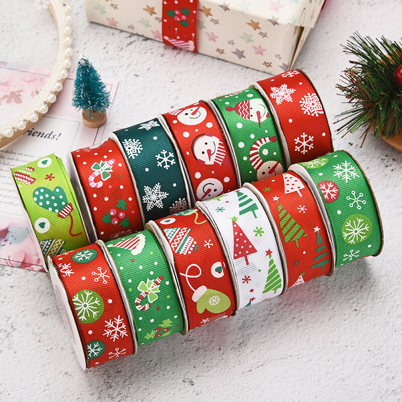 Ruban Joyeux Noël Flocons de neige Arbre de Noel 10 mm Cadeaux Emballage 4 ou 5 Rouleaux