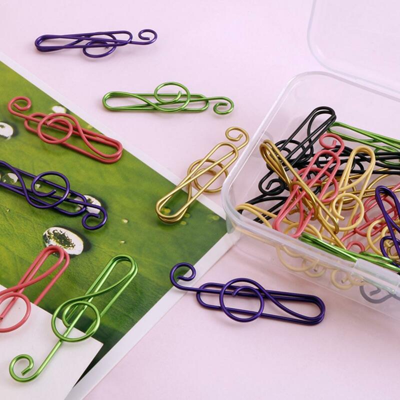 Hot Sale 50Pcs/Box Music Note Shaped Paper Clip Stationery Paper Metal Planner Clip Bookmarks Material Office Supplies Scho G9B5