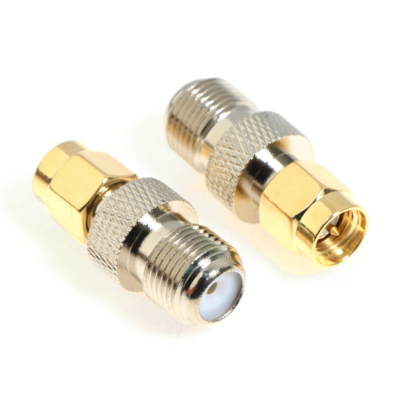 1PCS High Quality F Type Female Jack to SMA Male Plug Straight RF Coaxial Adapter F connector to SMA Convertor gold Tone