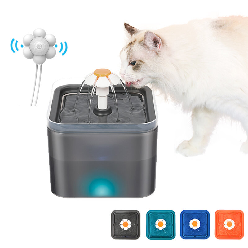 Fuente de agua automática con Sensor de movimiento infrarrojo para gatos, adaptador de corriente con luz LED, alimentador para mascotas, dispensador de bebidas, novedad
