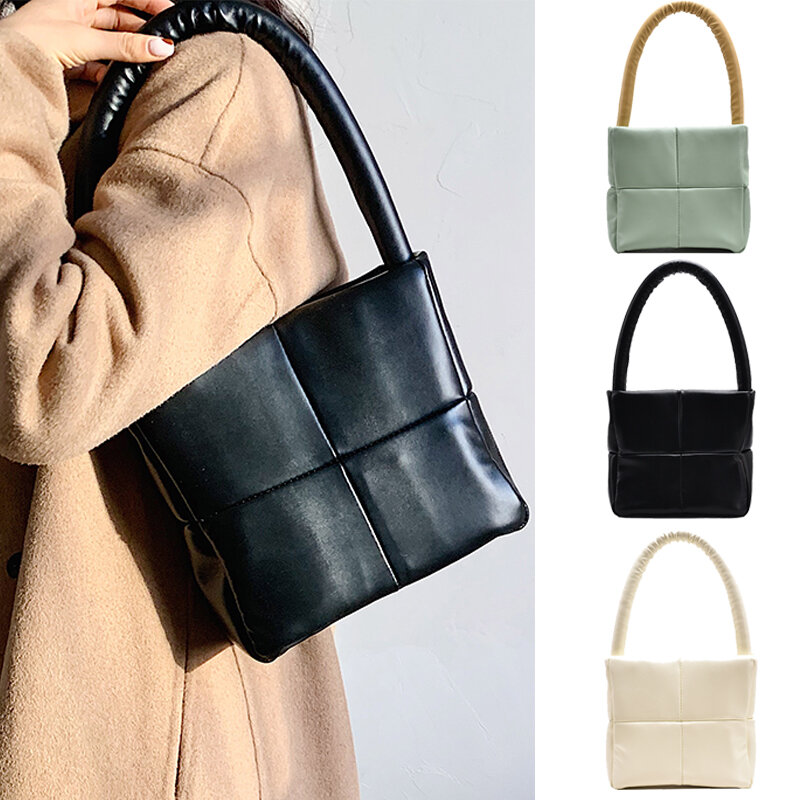 Pu Leer Kussen Tote Tas Voor Vrouwen Vintage Designer Geweven Portemonnees En Handtassen Hoge Kwaliteit 2021 Luxe Schoudertas Bolsos