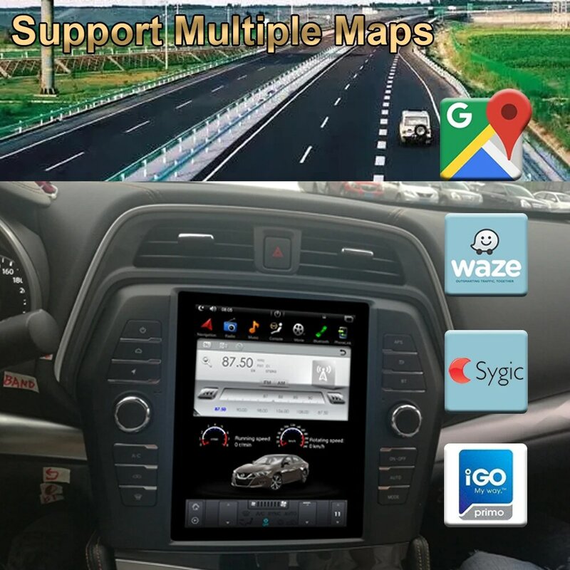 Navegador GPS Vertical para coche, reproductor Multimedia estéreo con Bluetooth y WiFi, Android 9,0, estilo Tesla, para NISSAN MAXIMA 2016