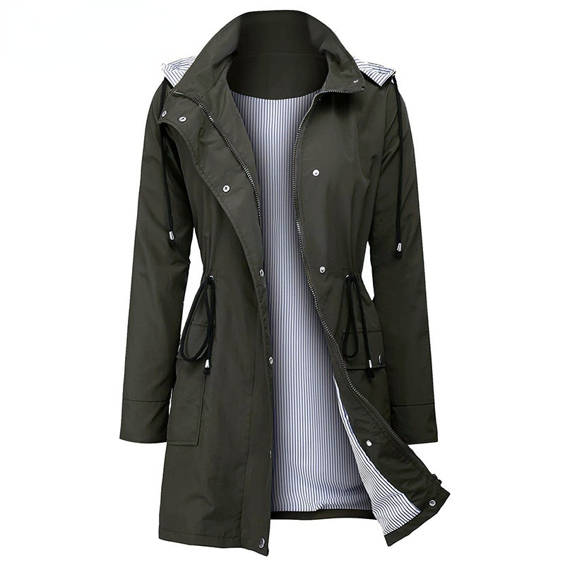 Giacca da donna autunno giacca a vento giacca impermeabile da donna giacca lunga impermeabile con cappuccio casual giacca da donna