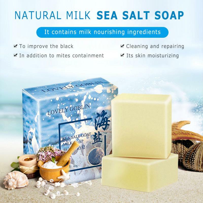 Natural Sea Salt Soap Cleaner Moisturizing Goat Milk Soap Face Care Wash Basis Soap Removal Pimple Pore Acne Treatment TSLM1
