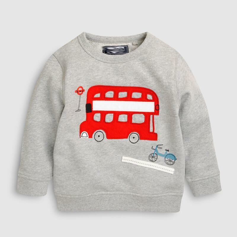 Pouco maven 2019 outono novo bebê meninos roupas da marca estampa animal autocarro moletom da criança do bebê menino outfit
