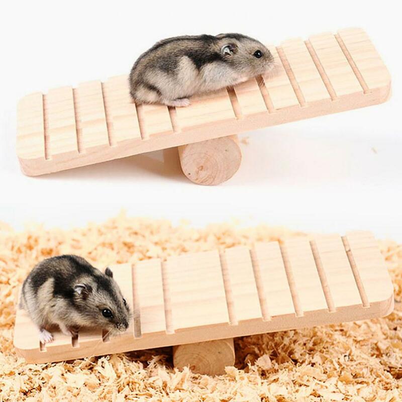 40% Hotpet Hamster Houten Anti-Slip Wip Teeterboard Eekhoorn Speelgoed Kooi Diy Ornament