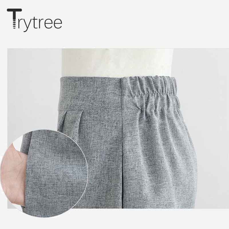 Женский костюм из двух предметов Trytree, повседневный топ из полиэстера и однотонный костюм с короткими рукавами, лето-осень, размера плюс