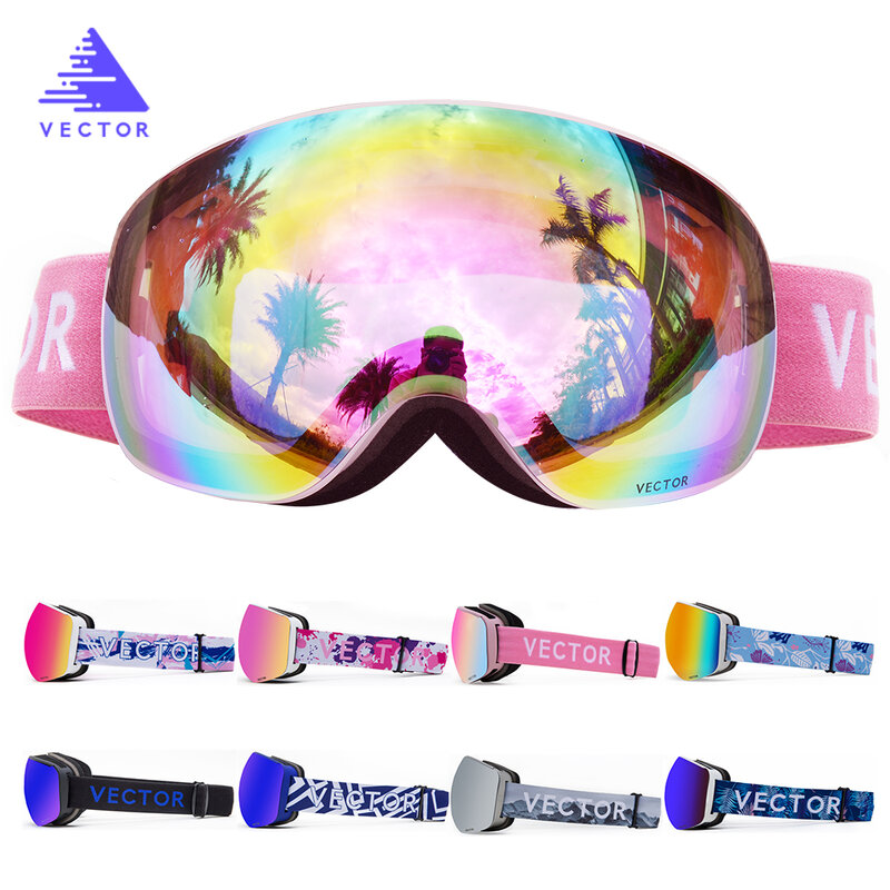 Óculos de esqui de camada dupla uv400, óculos grande anti-neblina e esqui, unissex de inverno e neve para snowboard