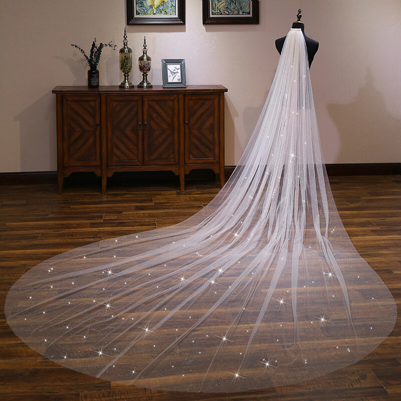 3M Panjang Kerudung Pengantin dengan Sisir Lembut Yang Menakjubkan Tulle Pernikahan Aksesoris Cathedral Panjang Bridal Wedding Veil