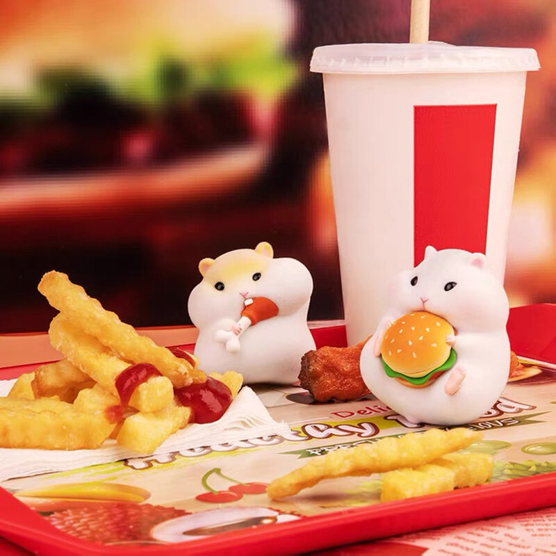 Kotak Buta Asli Hamster Seri Makanan Mainan Angka 9 Gaya Acak Kejutan Model Anime Menebak PVC Patung Boneka 8 Buah/Set