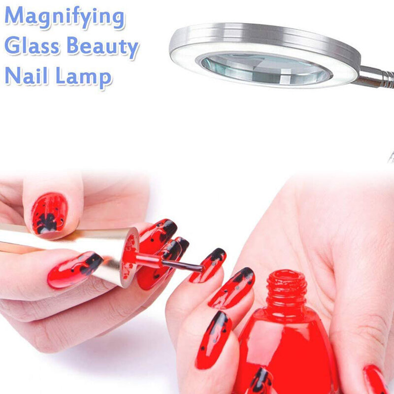 8X lente d'ingrandimento Nail Beauty Light Tattoo Clip Light Makeup Equipment Tool USB Student Eye Care lampada da lettura lampada da scrivania portatile