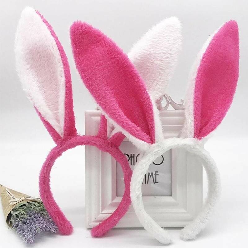 Diadema de orejas de conejo para niños y adultos, diadema de felpa, disfraz, diadema de Orejas de conejo, decoraciones de fiesta para el hogar