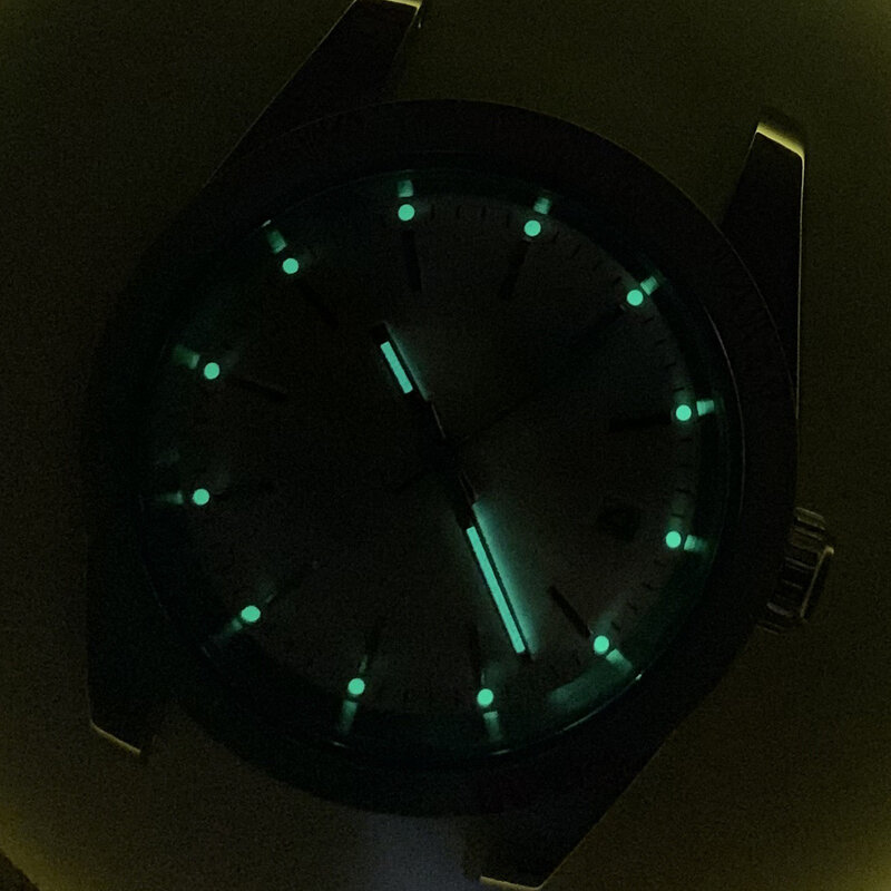 굴 레트로 자동 시계 일반 빛나는 손 39mm 사파이어 폴리 쉬드 솔리드 케이스 316L 스틸 케이스 빈 다이얼 날짜 B86