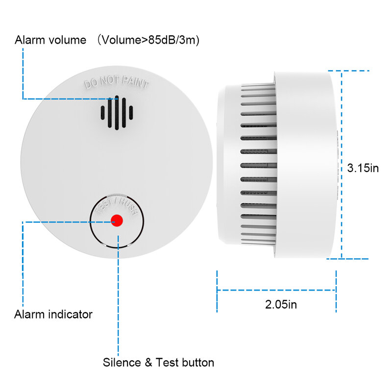 CPvan-Detector de humo SM01 9 unids/lote, 10 años de batería, EN14604, alarma de fuego certificado CE, Sensor fotoeléctrico con Sensor de humo