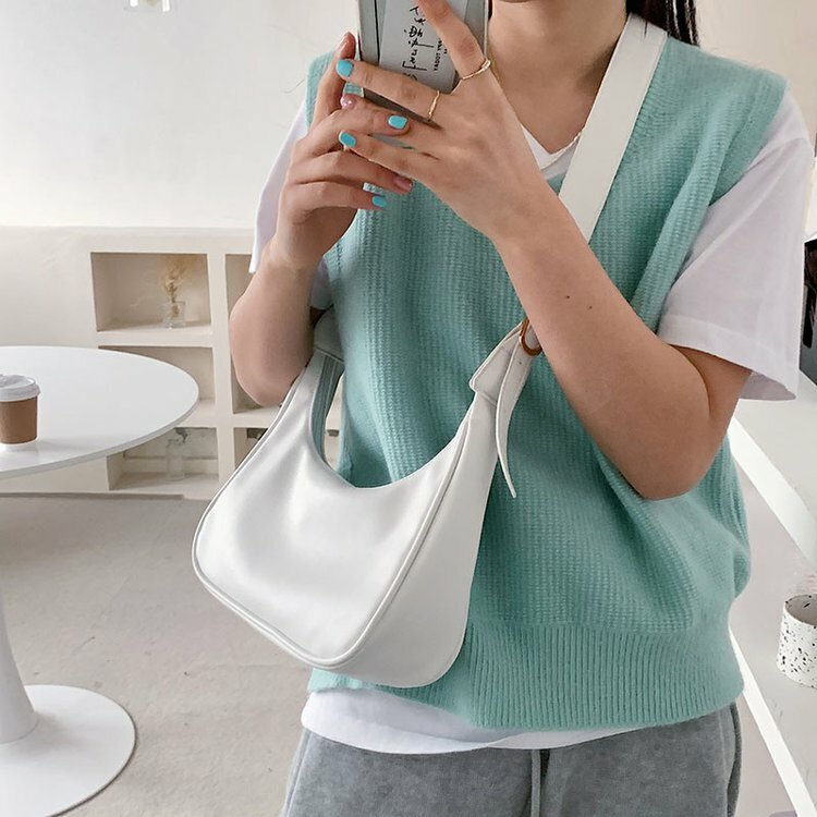 女性用の小さな合成皮革ショルダーバッグ,無地のバッグ,シンプルなハンドバッグとクラッチ,旅行用,2021