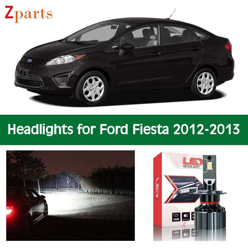 Bombillas de coche para Ford Fiesta, faros delanteros LED Canbus de haz bajo y alto, 12V, 2012 K, accesorios de iluminación, 2013, 6000