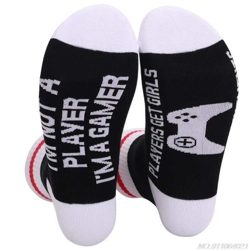 Homens unissex novidade engraçado meias de jogos por favor não perturbe letras imprimir contraste cor casual mid tube meias presente atacado